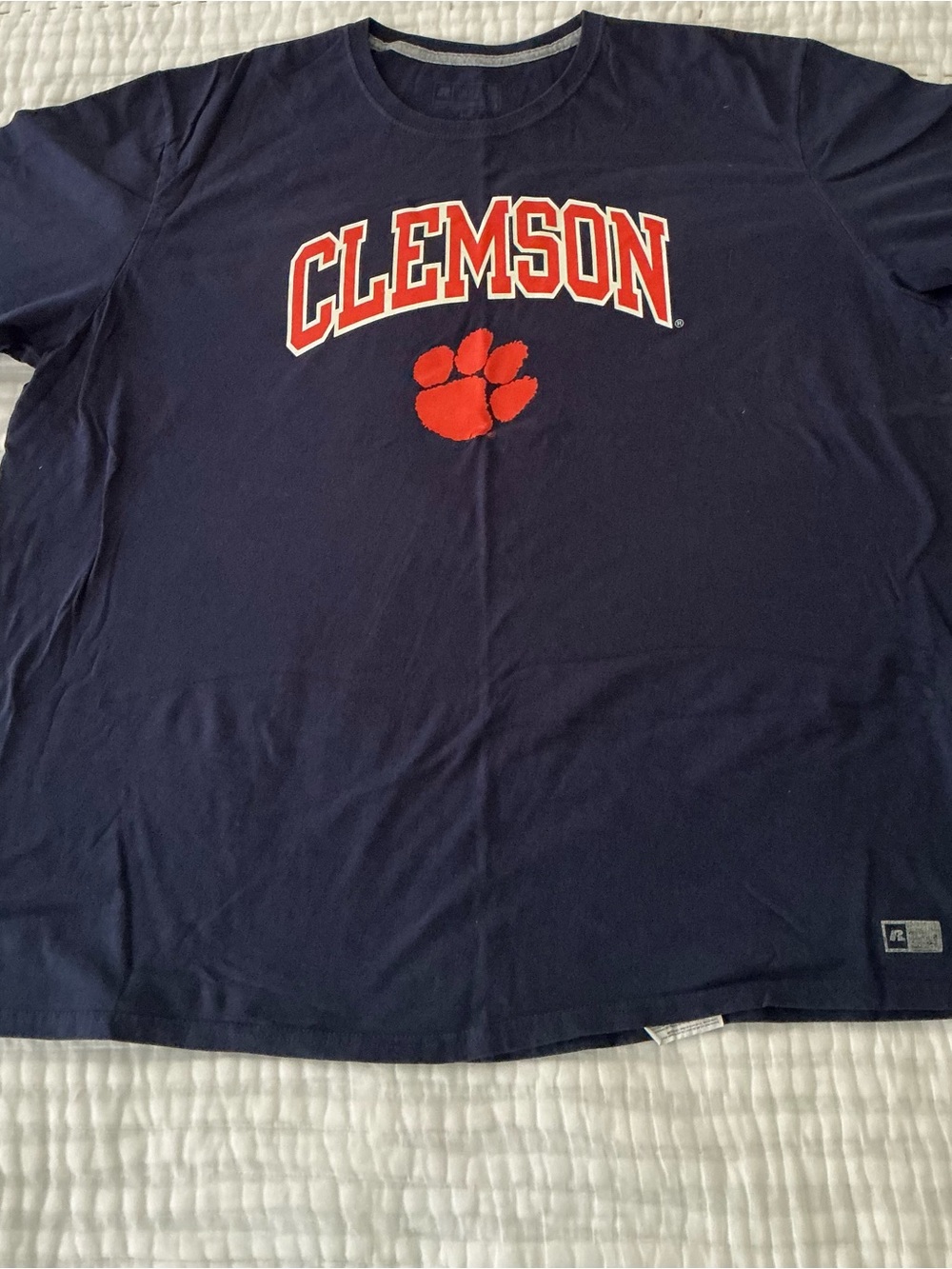 Russell Athletic Navy T-Shirt with Orange Clemson Logo
